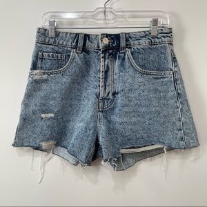Zara Distressed Mom Denim Shorts High Waist Size 8